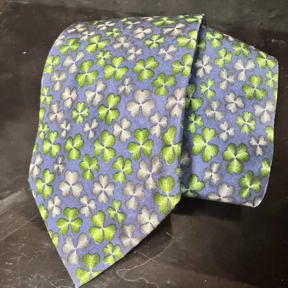 Gucci Silk Tie Irish Clover Mens Gift Geometric Pop Art Necktie Luxury Green